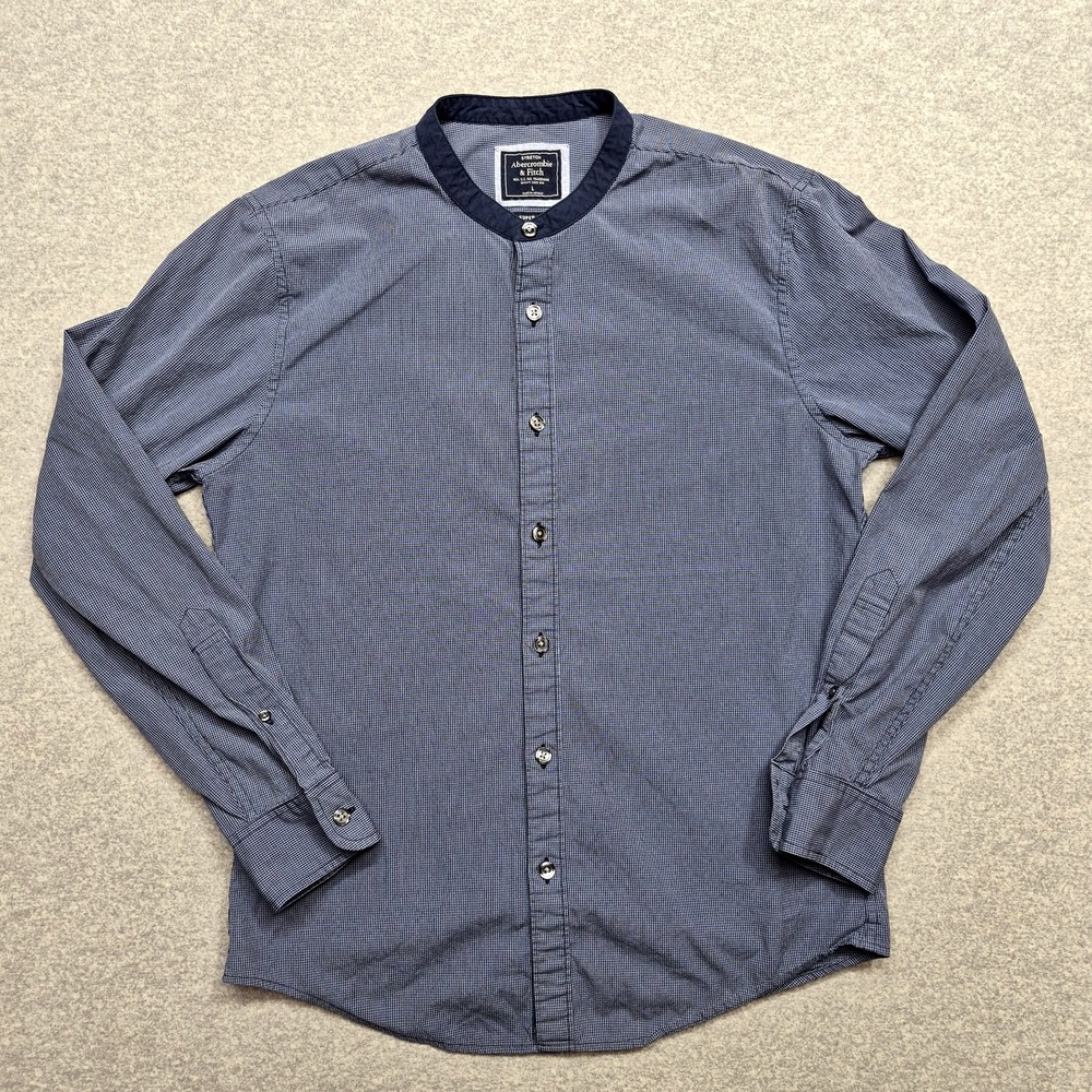 Abercrombie & Fitch Men Blade Collar Shirt Large Super Slim Adirondack Stretch